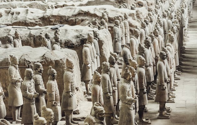 De historiske terrakottakrigere i Xian