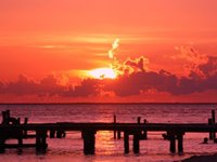 Smuk solnedgang ved Playa Norte, Isla Mujeres