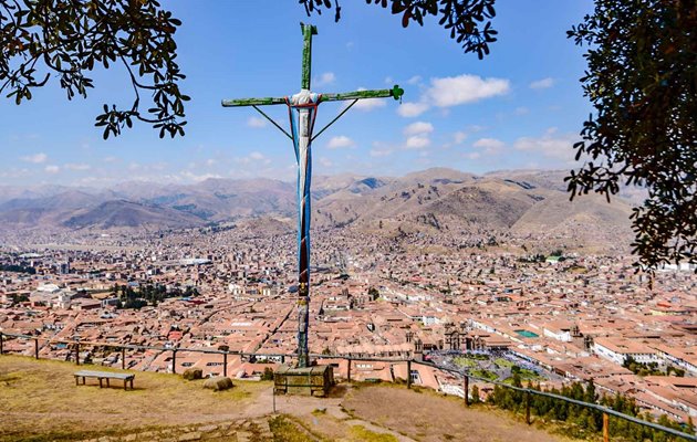 Udsigten over inkaernes gamle hovedstad Cuzco