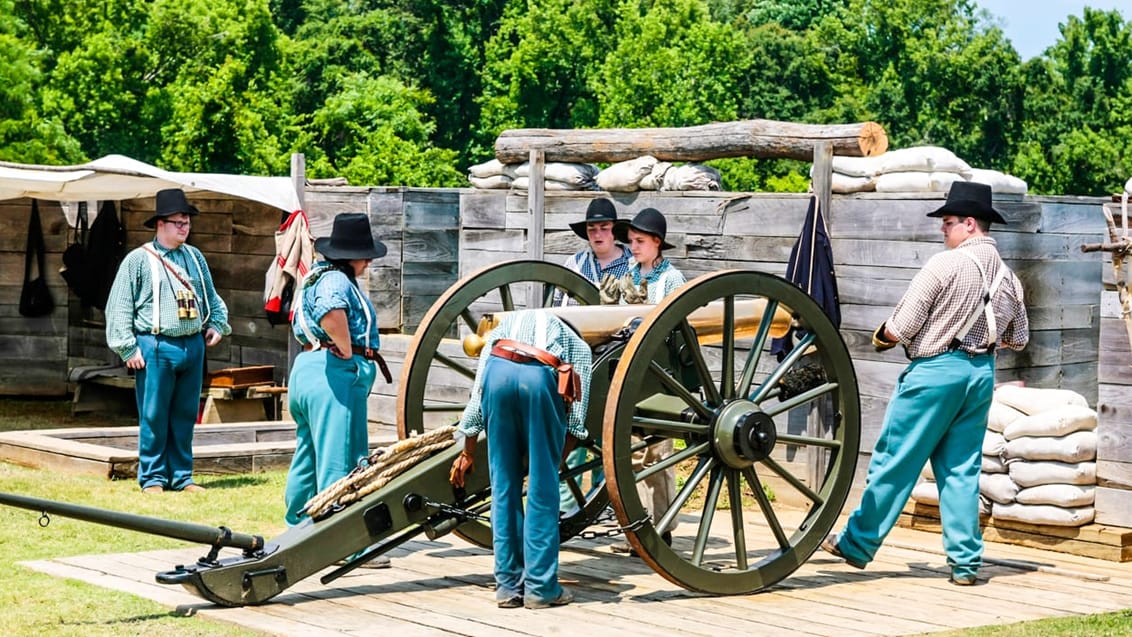 US Civil War Artillery reenactment i Vicksburg Mississippi, USA