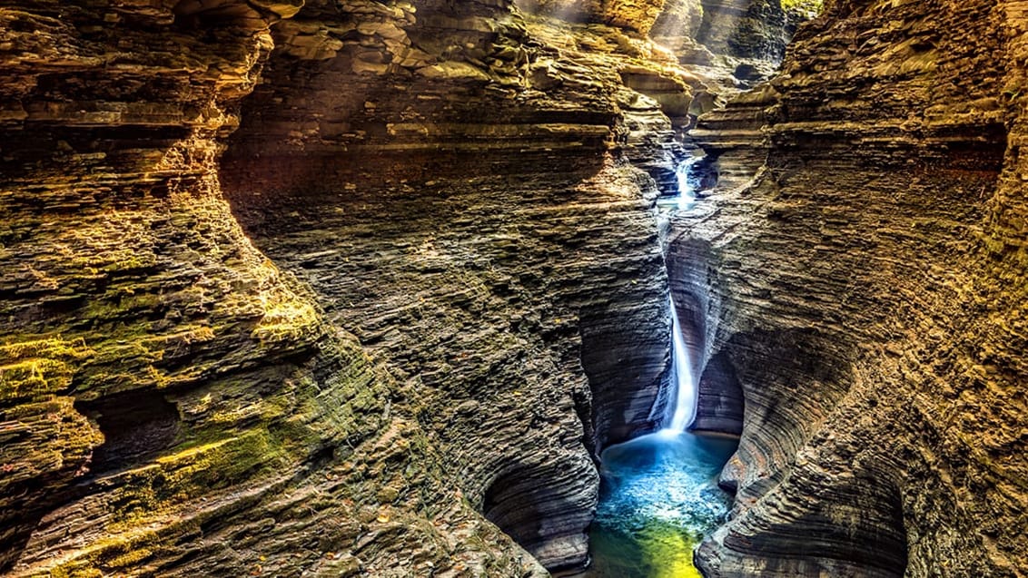 Watkins Glen State Park waterfall, Finger lakes, USA